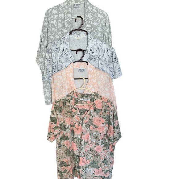 Vintage Tops - Vintage Blouse Lot (4) - Alfred Dunner & Russ Size XL Floral Button-Up Shirt